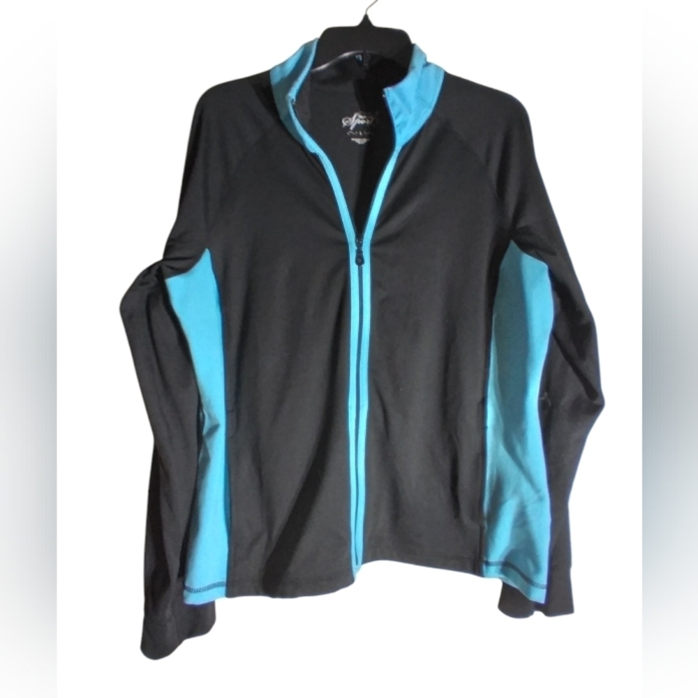 Style & Co Sport Black And Blue Womens Jacket Size Large Workout Running